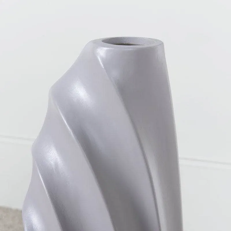 Fin Vase Matte Grey - 18.8 x 14.7 x 57cm