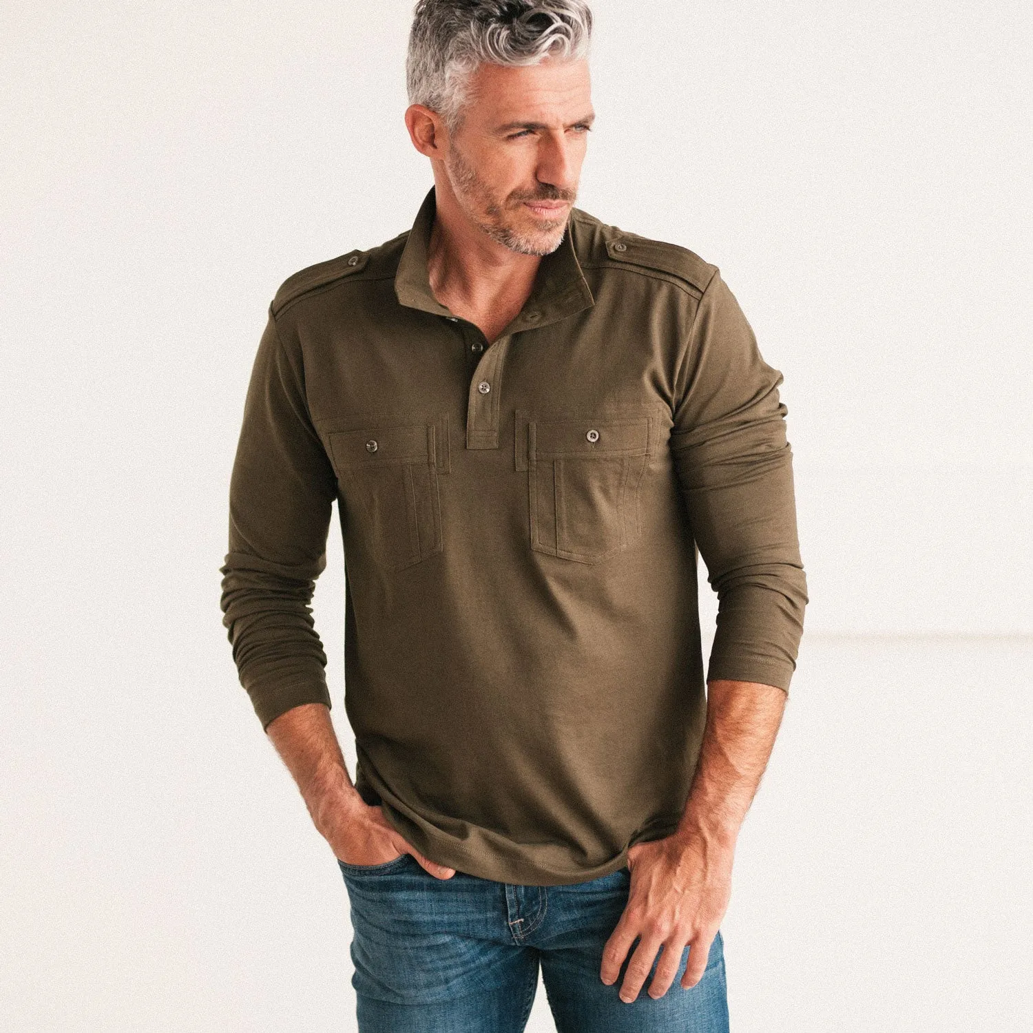 Finisher Pullover Shirt –  Olive Green Cotton Jersey