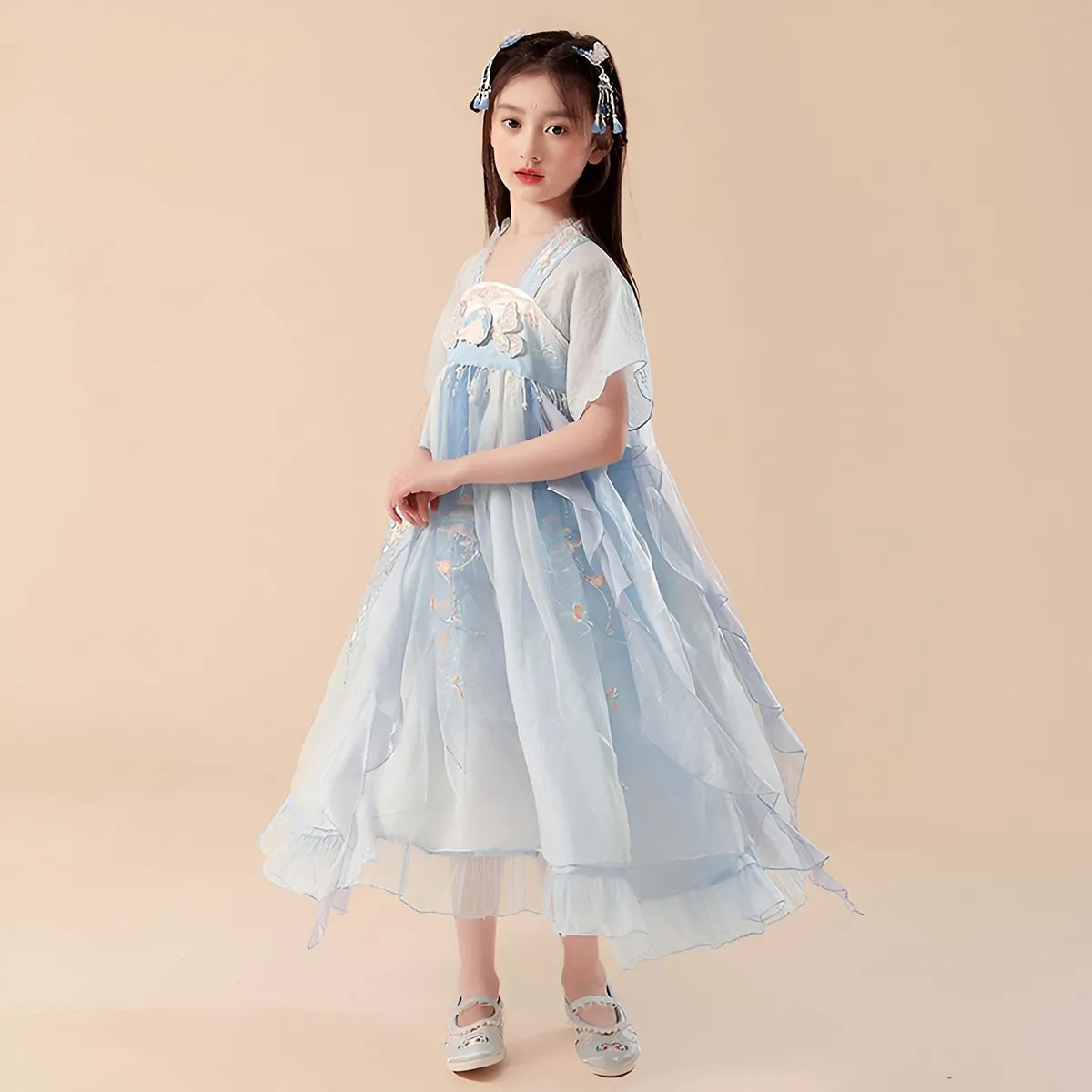 Girls Blue Hanfu Dress