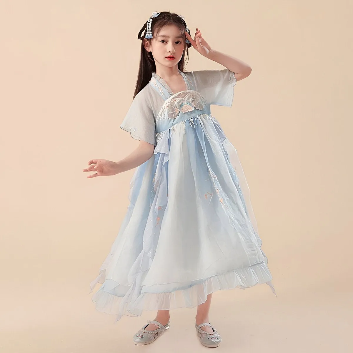 Girls Blue Hanfu Dress