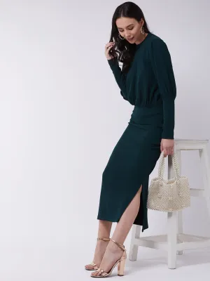 Green Leg 'O' Mutton Fitted Dress