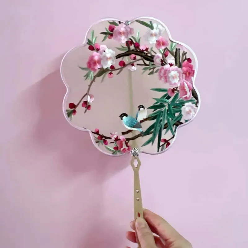 Handmade Double Side Embroidered Suzhou Embroidery Decorative Fan -Magpie on The Branch Home Decoration Chinese Style Gift