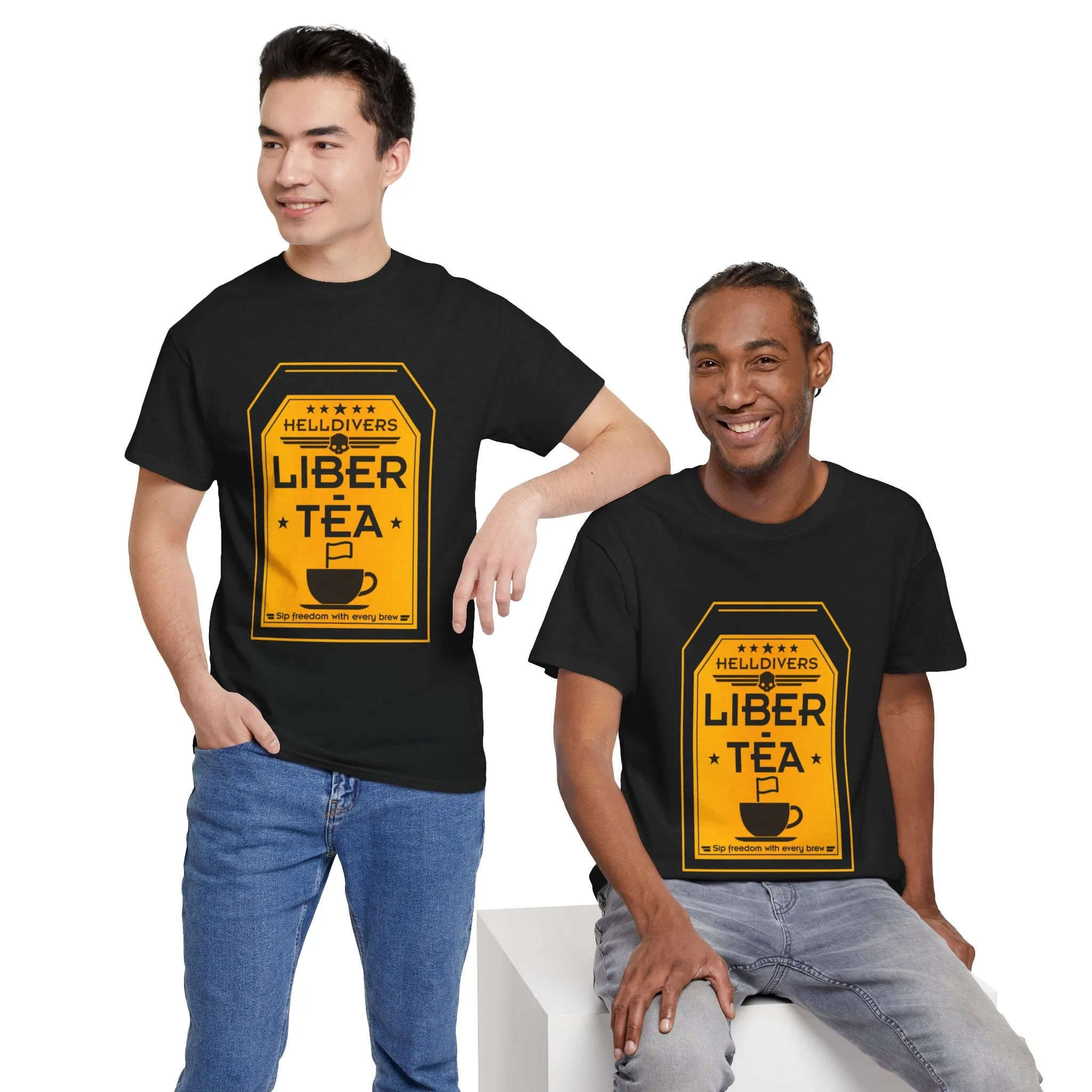 Helldivers 2 Liber-tea T-shirt Unisex Heavy Cotton Tee Liberty Libertea Funny Helldiver Game Gamer Shirt Gift For Her Gift For Him