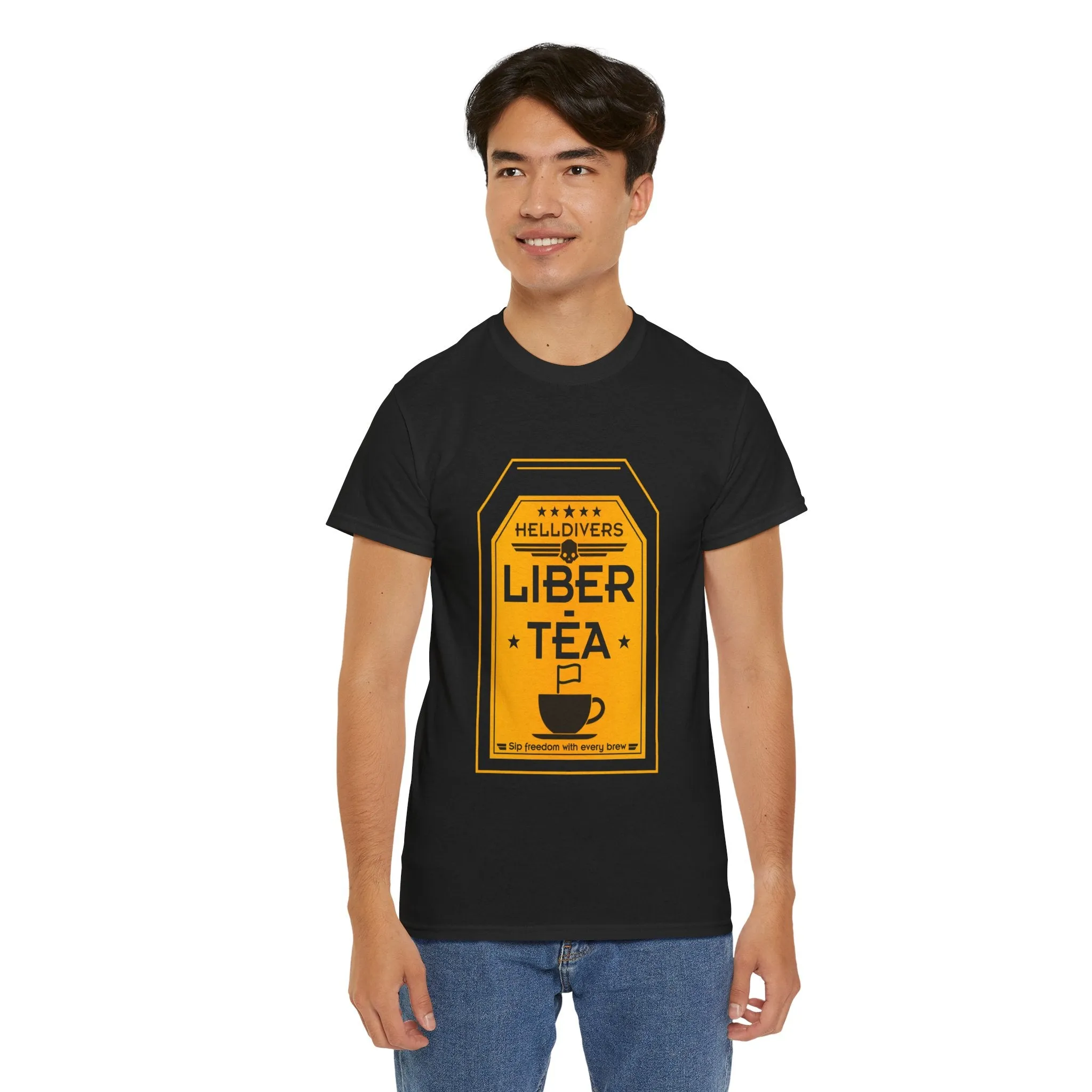 Helldivers 2 Liber-tea T-shirt Unisex Heavy Cotton Tee Liberty Libertea Funny Helldiver Game Gamer Shirt Gift For Her Gift For Him