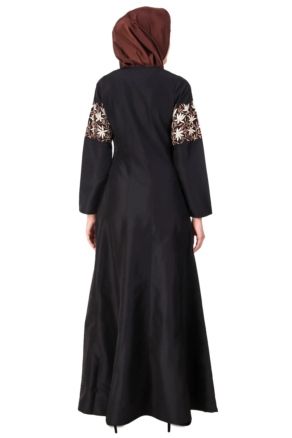 Horizontally Filled Floral Design Anarkali Abaya