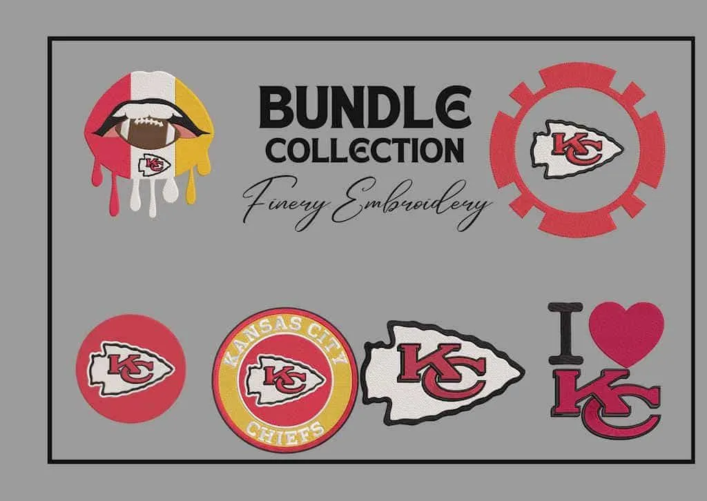 Kansas city Chiefs - Pack of 6 Designs - Embroidery Design