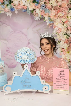 Light blue quinceanera guest book