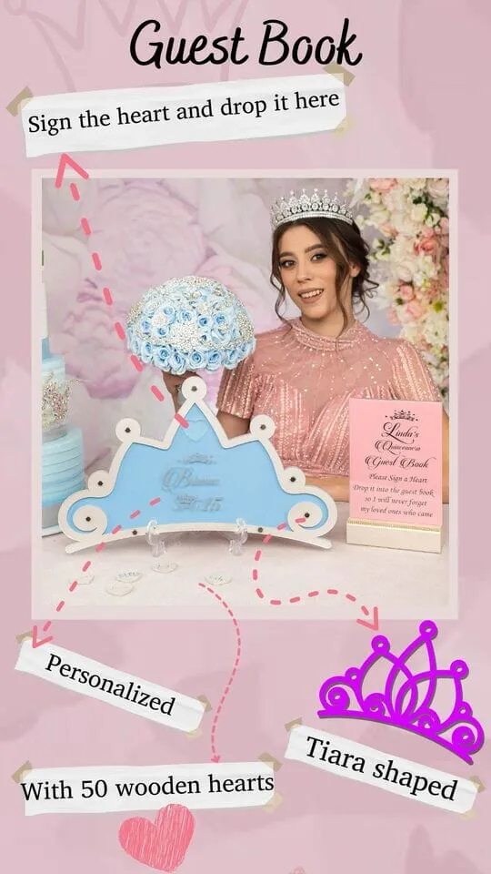 Light blue quinceanera guest book