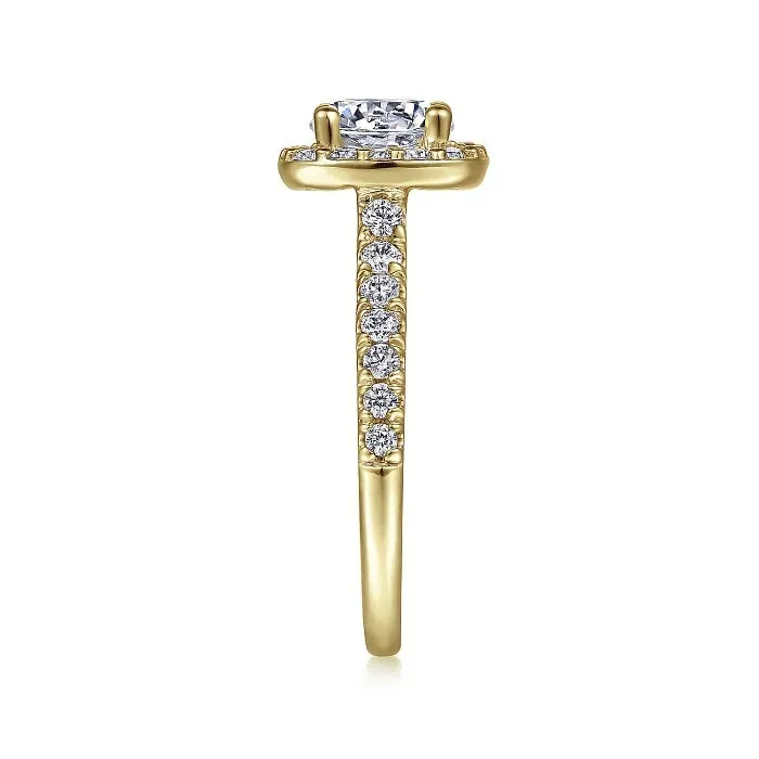 Lyla - 14K Yellow Gold Cushion Halo Round Diamond Engagement Ring