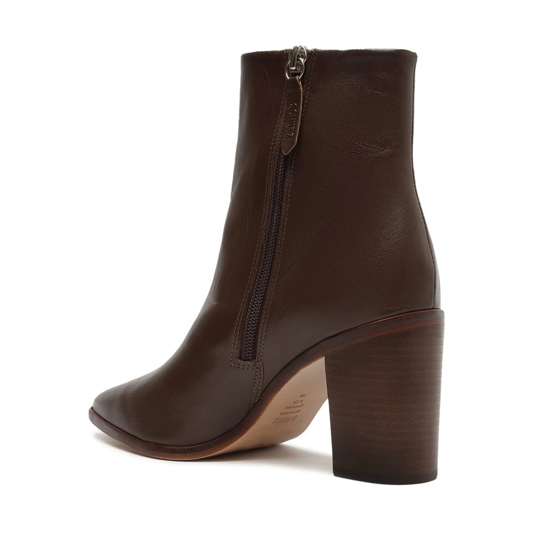 Stylish Magali Leather Block Heel Bootie