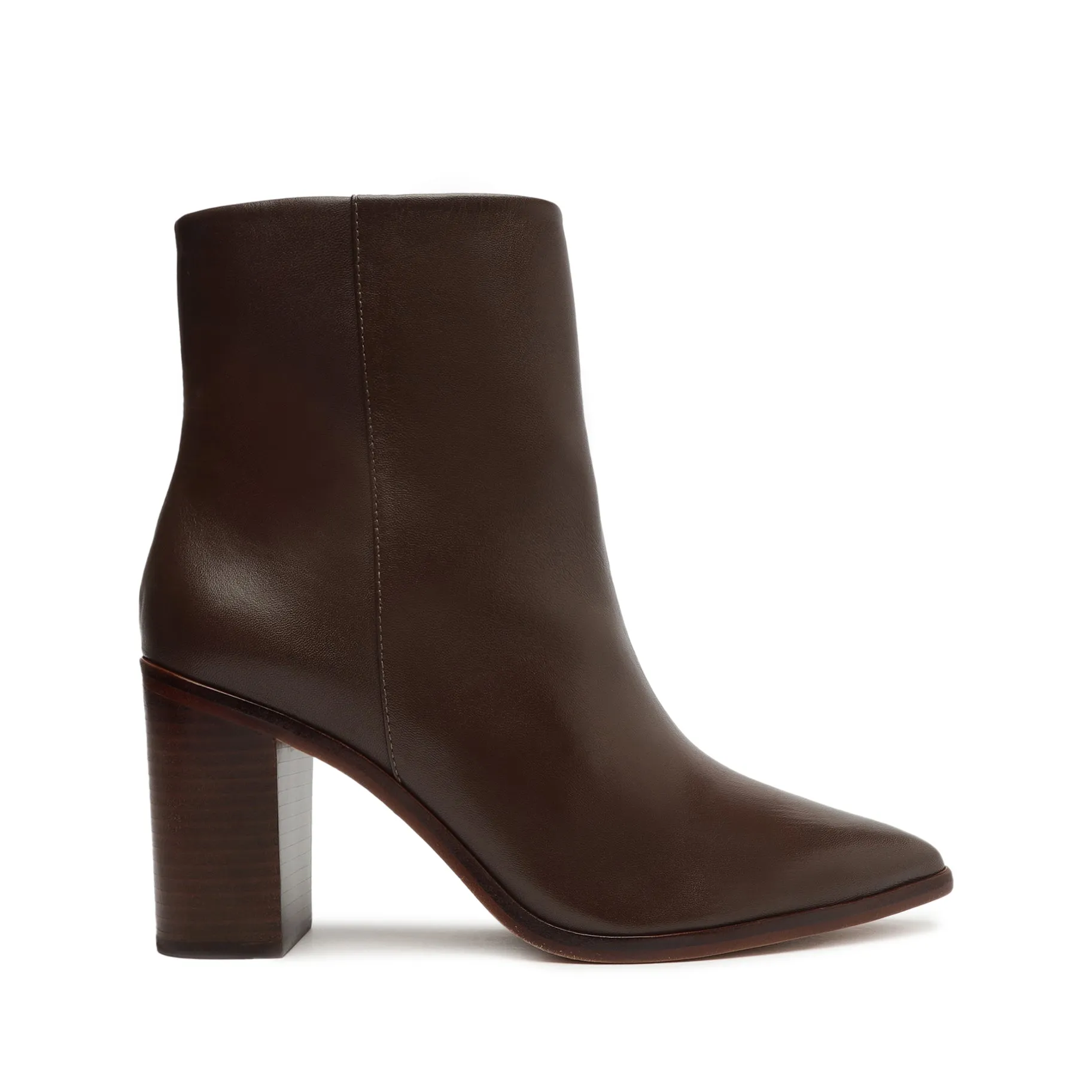 Stylish Magali Leather Block Heel Bootie