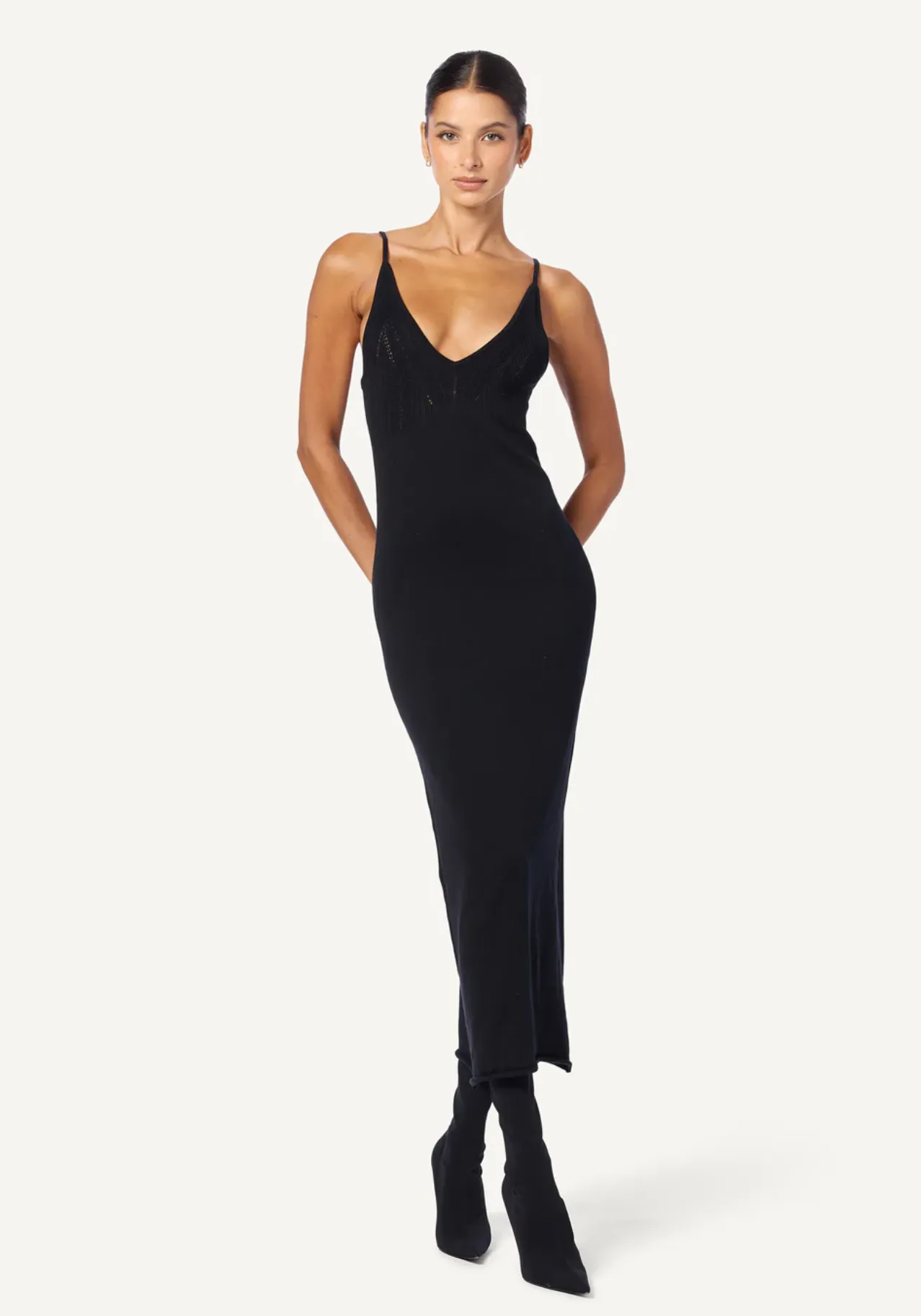 MARELLA V-NK CAMI DRESS - BLACK