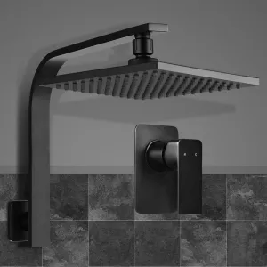 Matte Black Brass Rain Shower Head & Mixer - Cefito