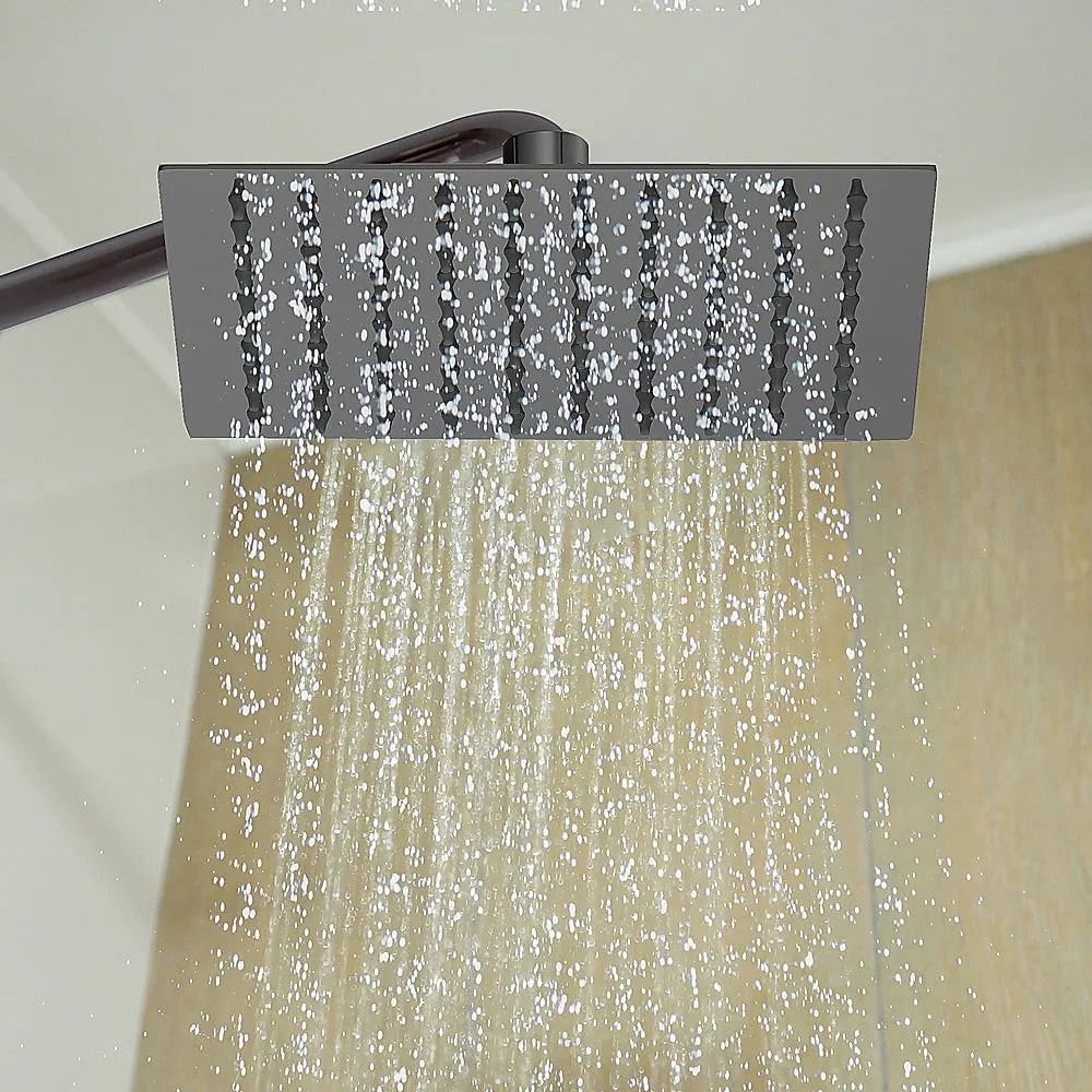 Matte Black Cascade Square Rain Shower Head 200mm 304SS