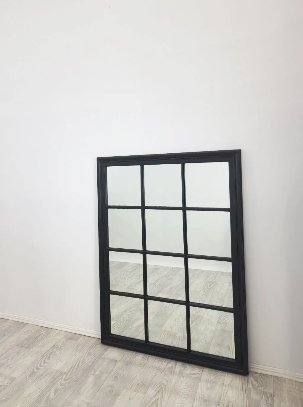 Matte Black Window Style Mirror 95x130cm, Wood Frame