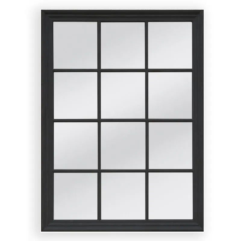 Matte Black Window Style Mirror 95x130cm, Wood Frame