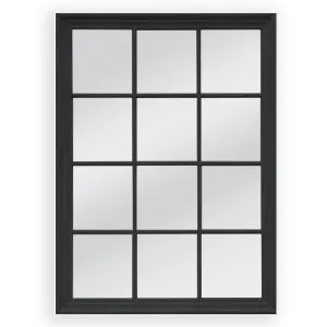 Matte Black Window Style Mirror 95x130cm, Wood Frame