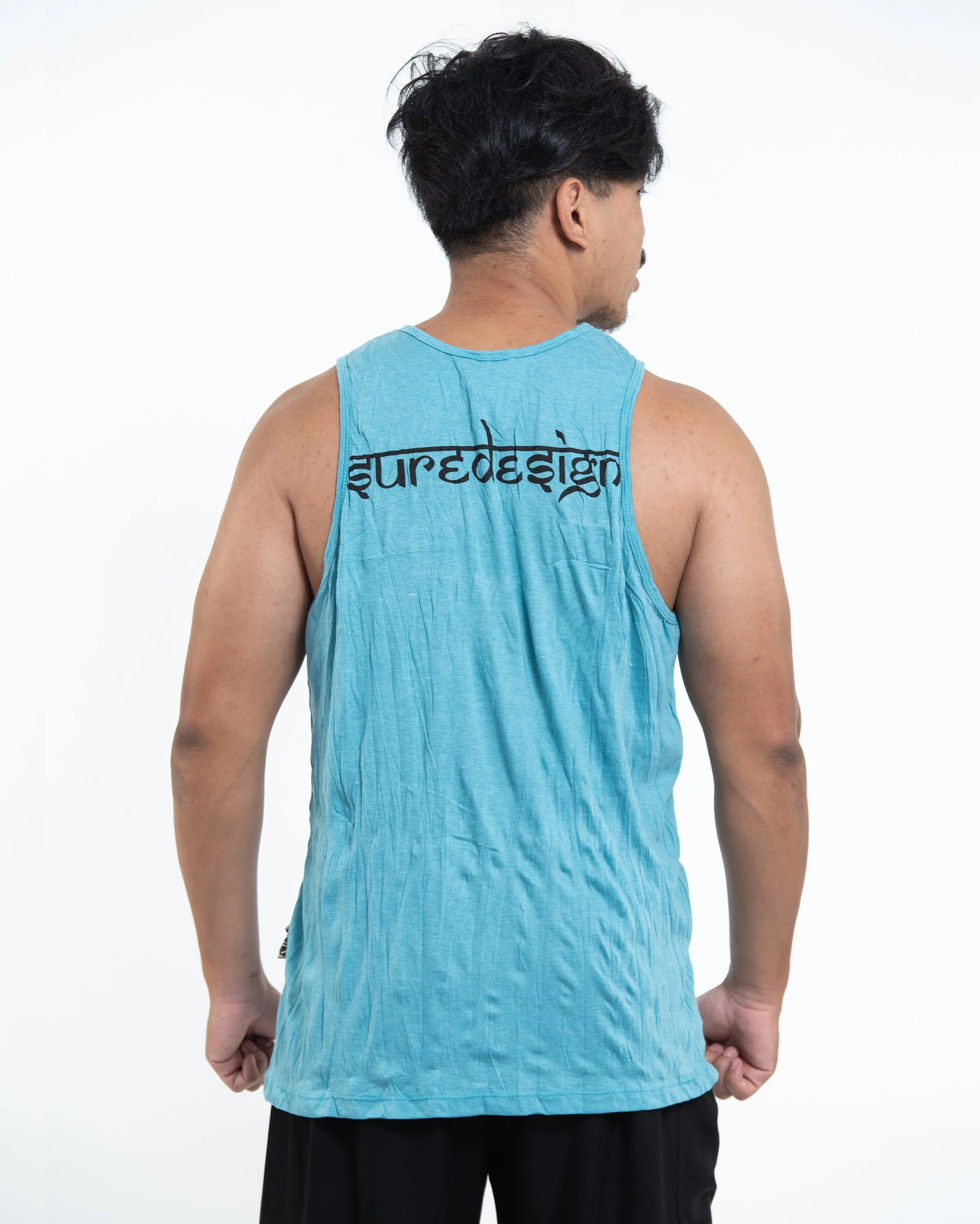 Mens Om Buddha Face Tank Top in Turquoise