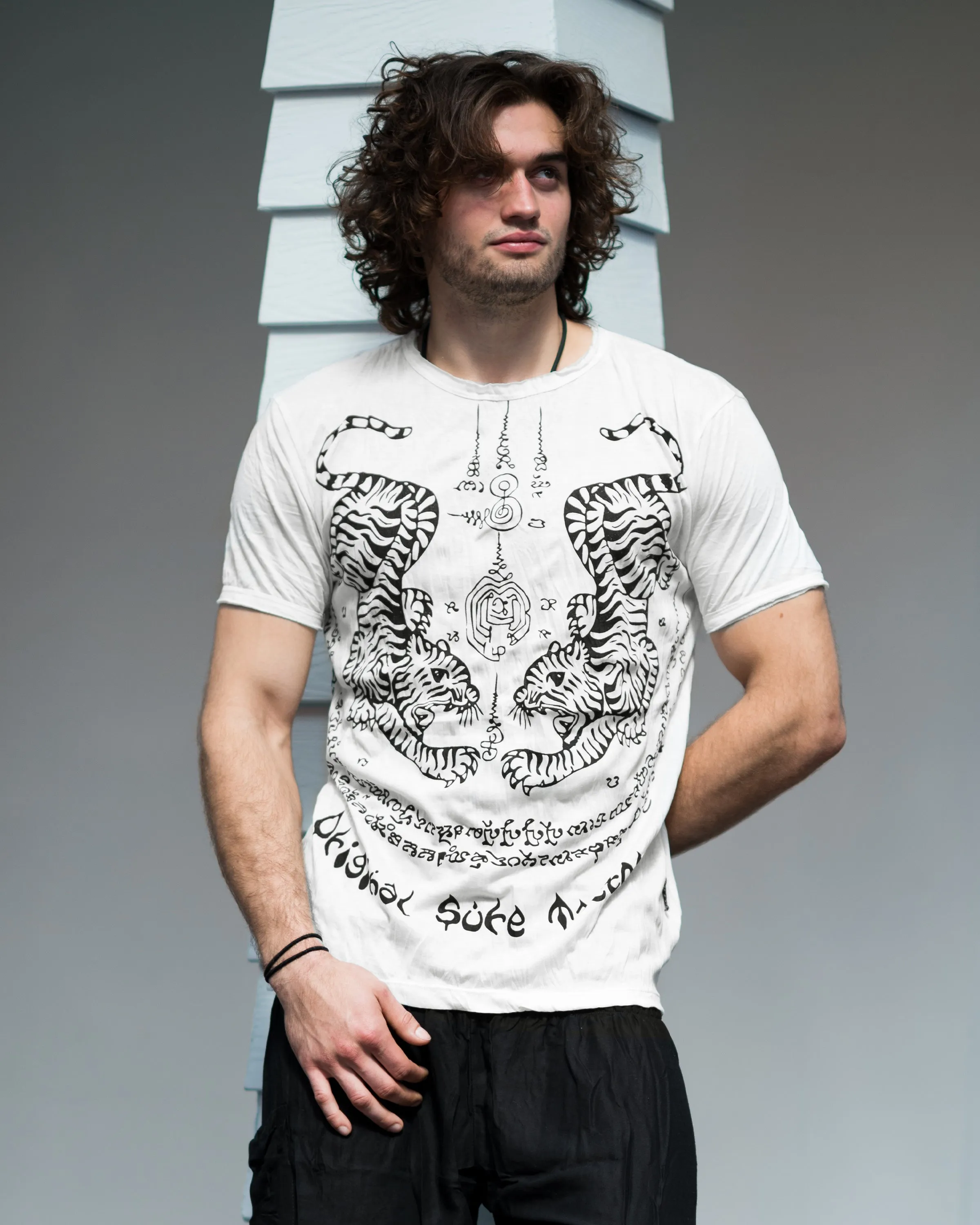 Mens Thai Tattoo T-Shirt in White