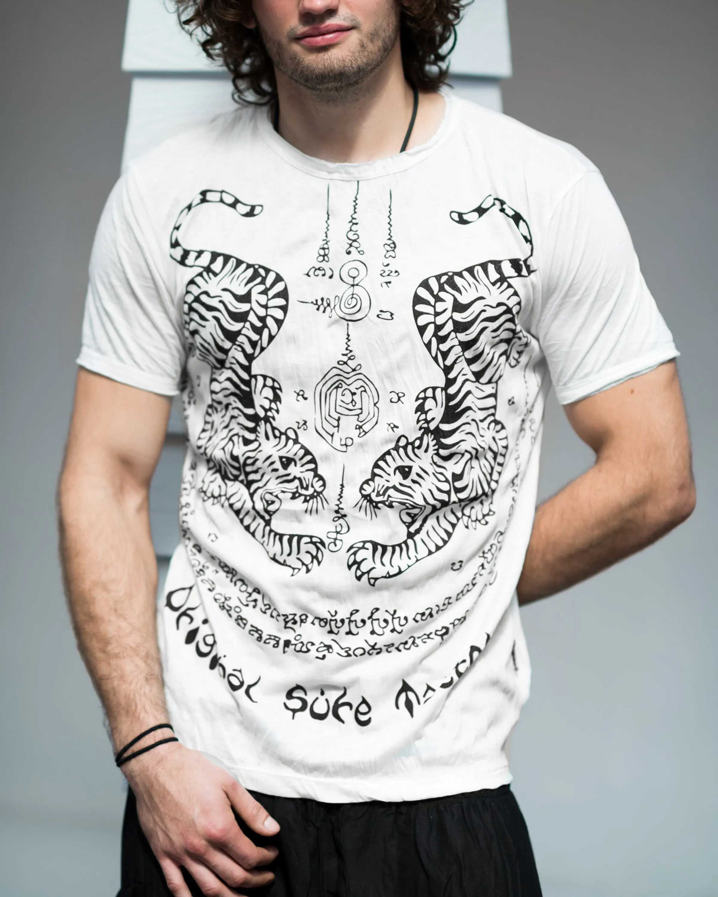 Mens Thai Tattoo T-Shirt in White