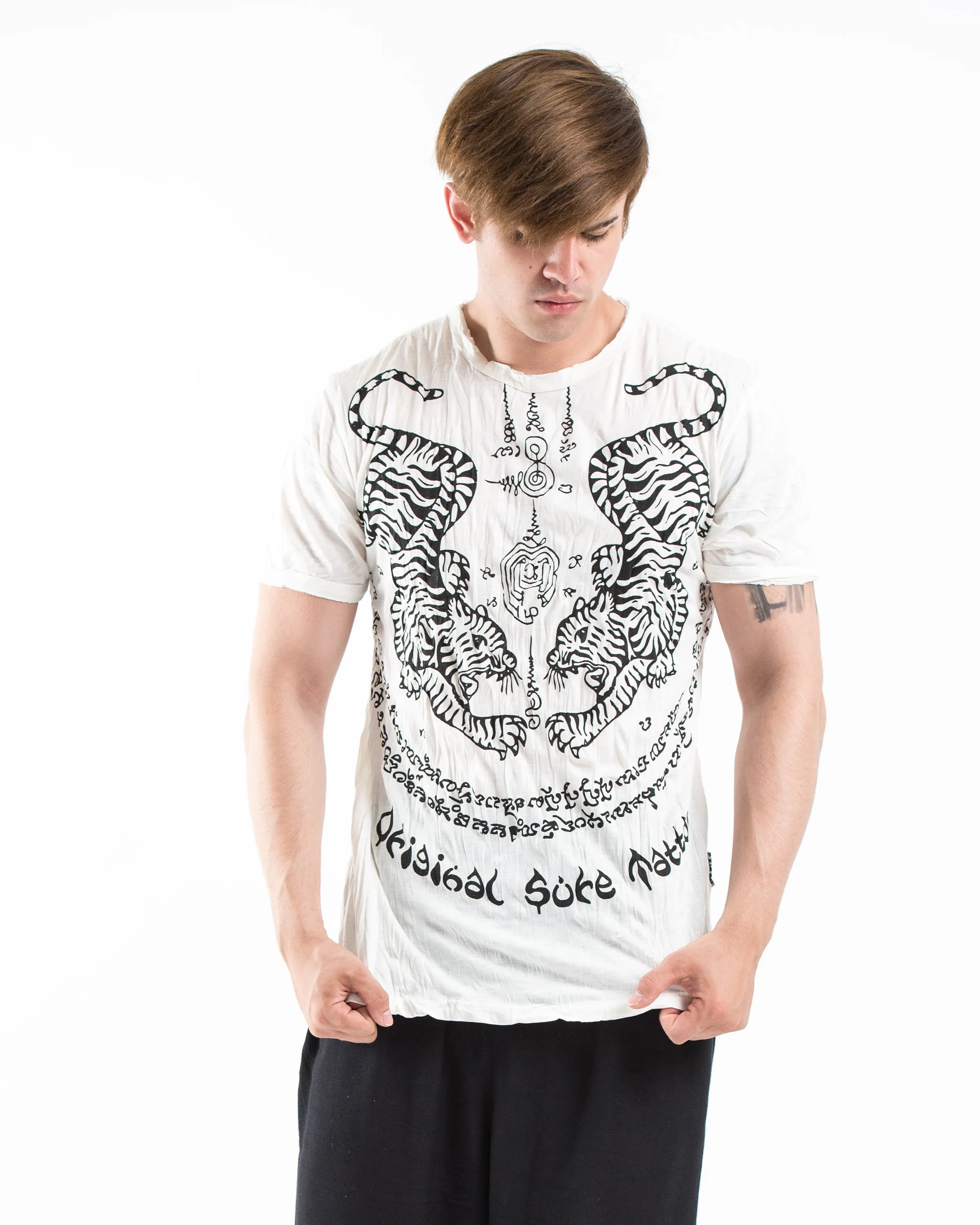 Mens Thai Tattoo T-Shirt in White