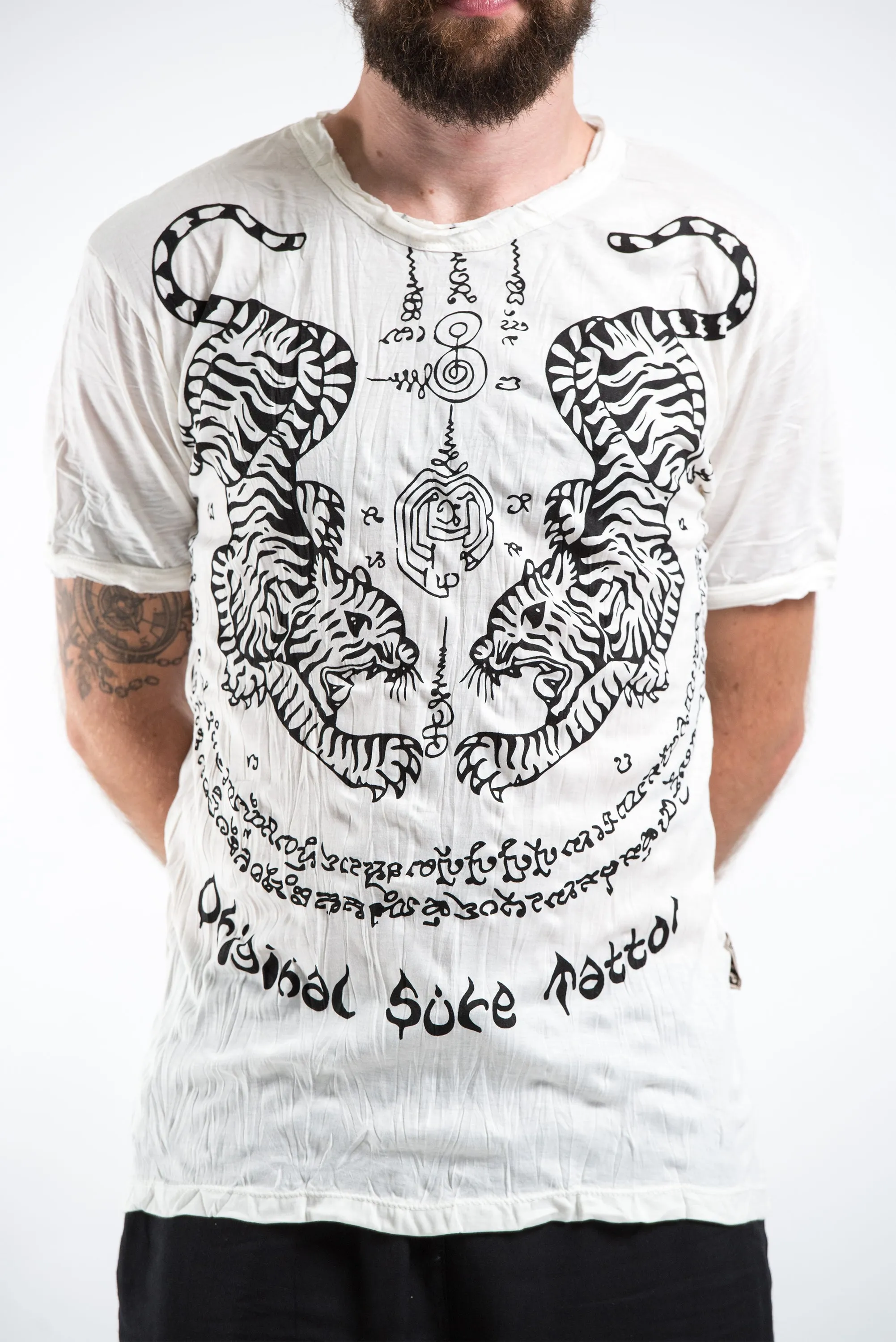 Mens Thai Tattoo T-Shirt in White