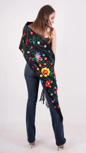 Mexican Handmade Embroidered Shawl Chilapa