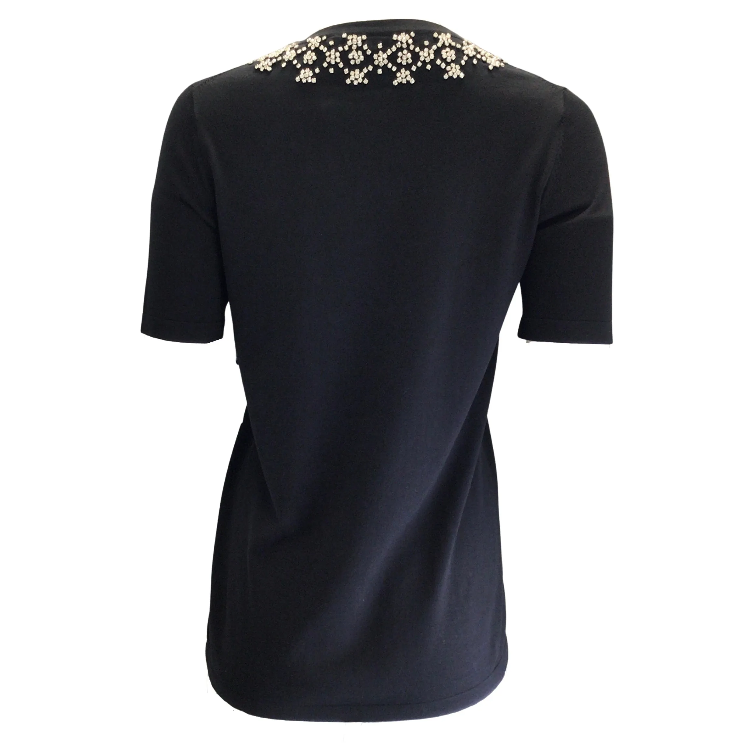 Michael Kors Black Rhinestone Embellished Short Sleeved Top