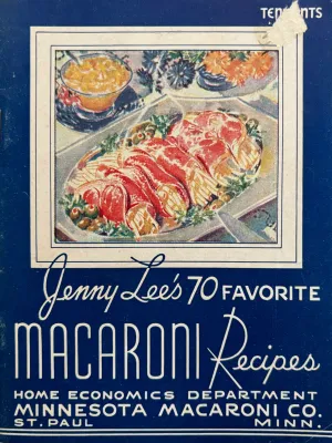 (*NEW ARRIVAL*) (Booklet) Jenny Lee. Jenny Lee's 70 Favorite Macaroni Recipes