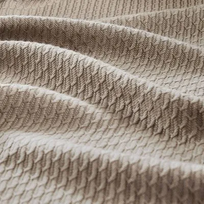 New - Full/Queen Textured Cotton Blanket Khaki