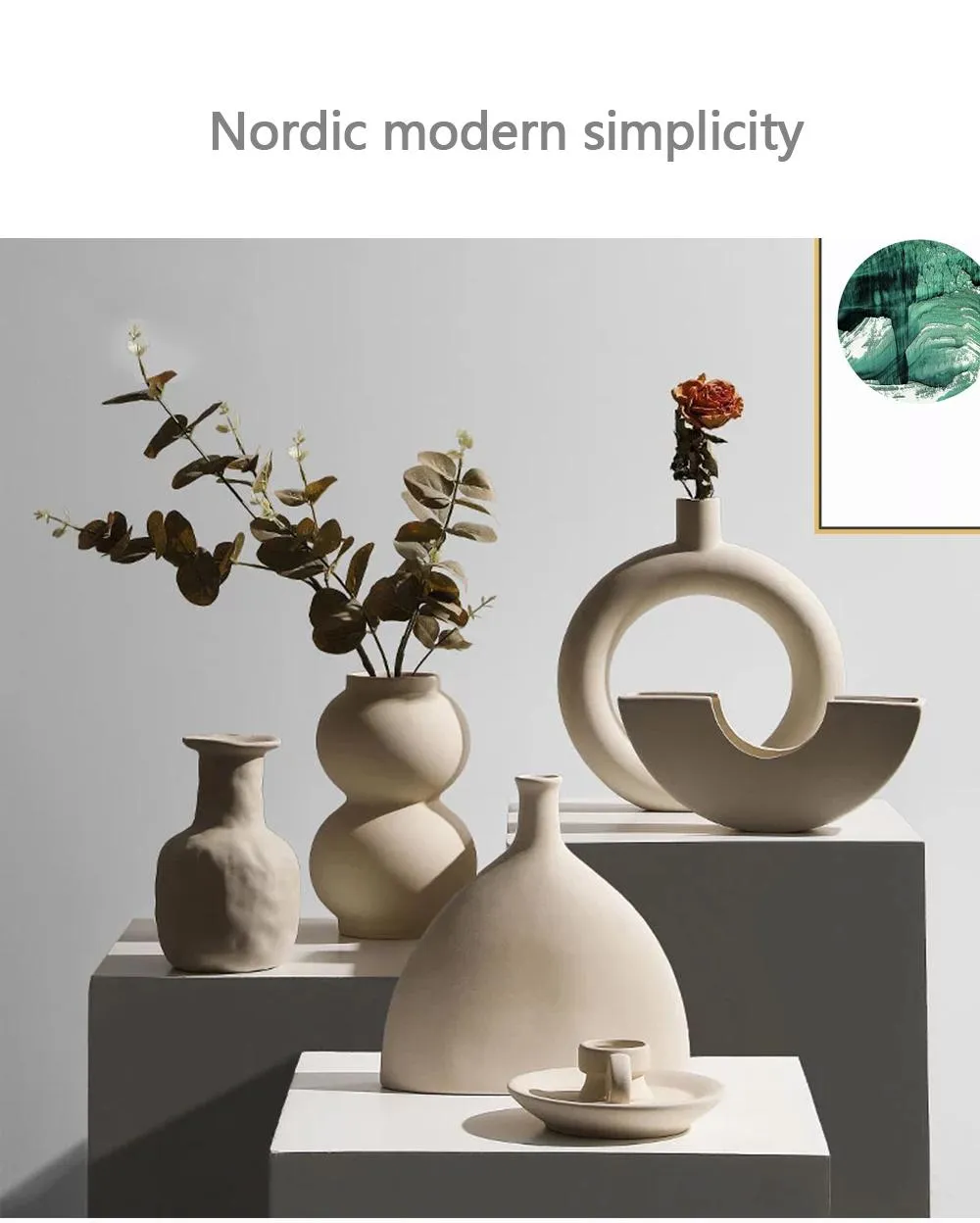 Nordic Art Elegant Flower Ceramic Vase