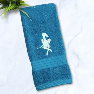 Paws Crossed Greyhound Whippet Galgo Teal Hand Towel