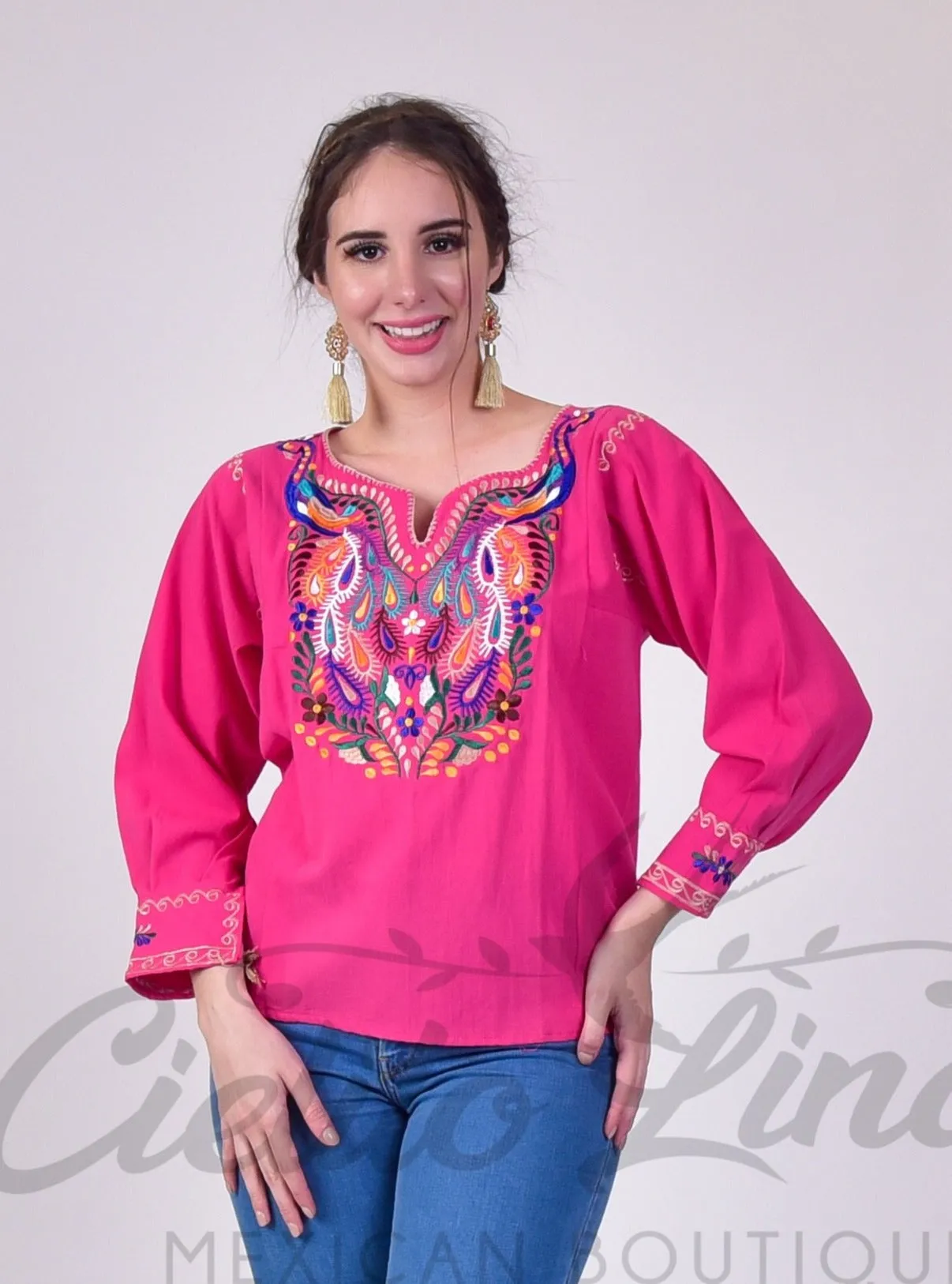 Peacock Blouse Hot Pink