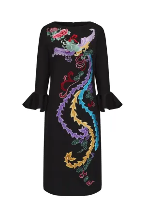 Phoenix Embroidered Victoria MIDI Dress