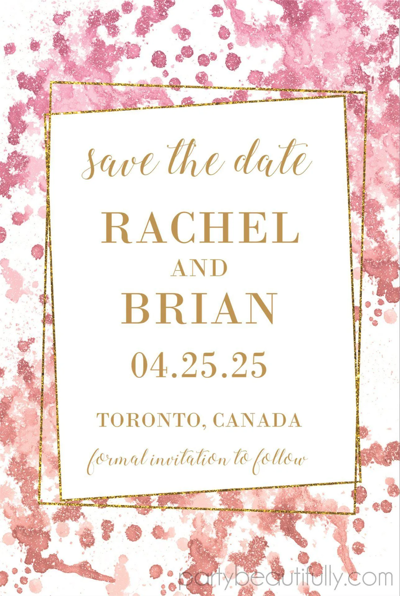 Pink And Copper Wedding Save The Date Cards