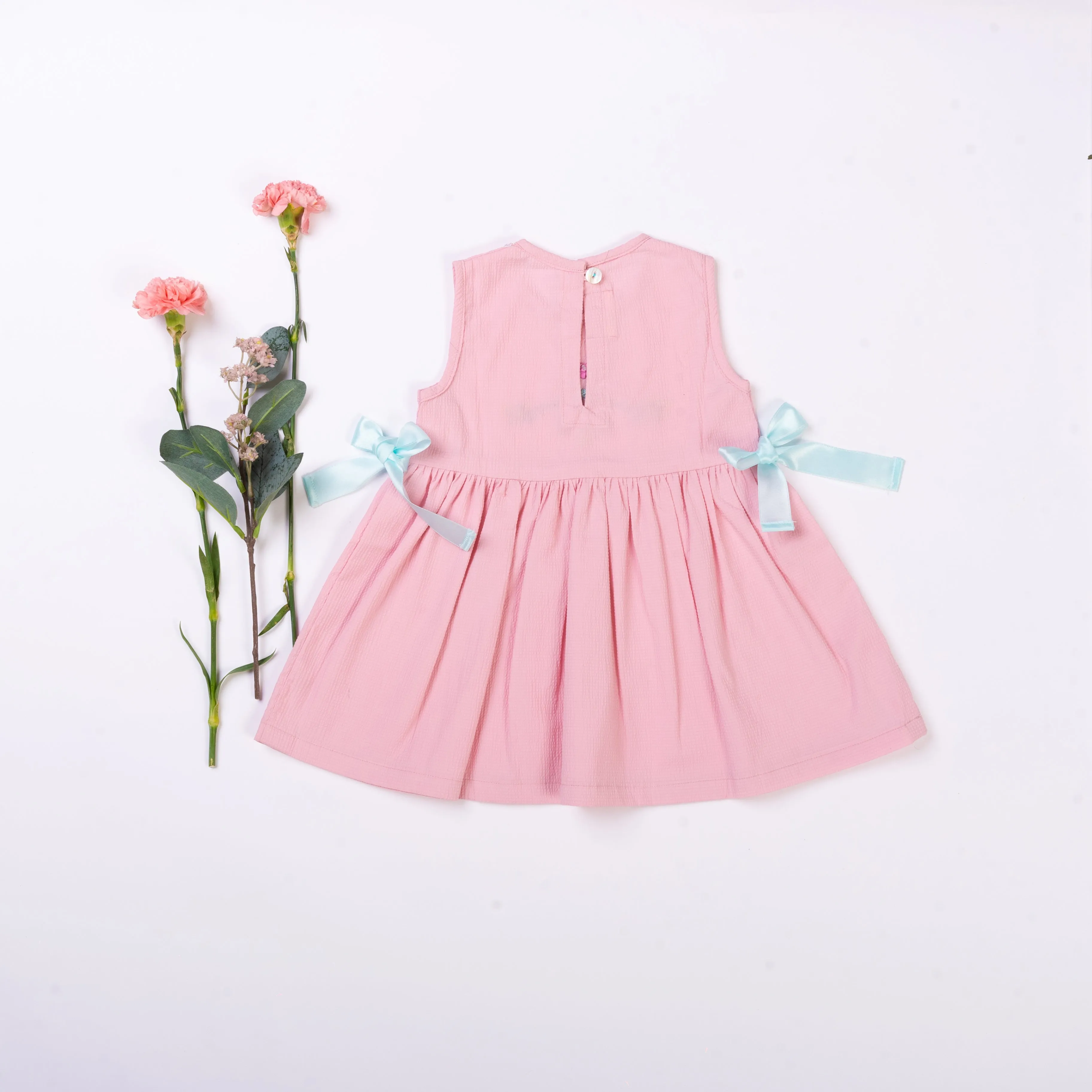 Pink Duck Bow Embroidered Emma Dress