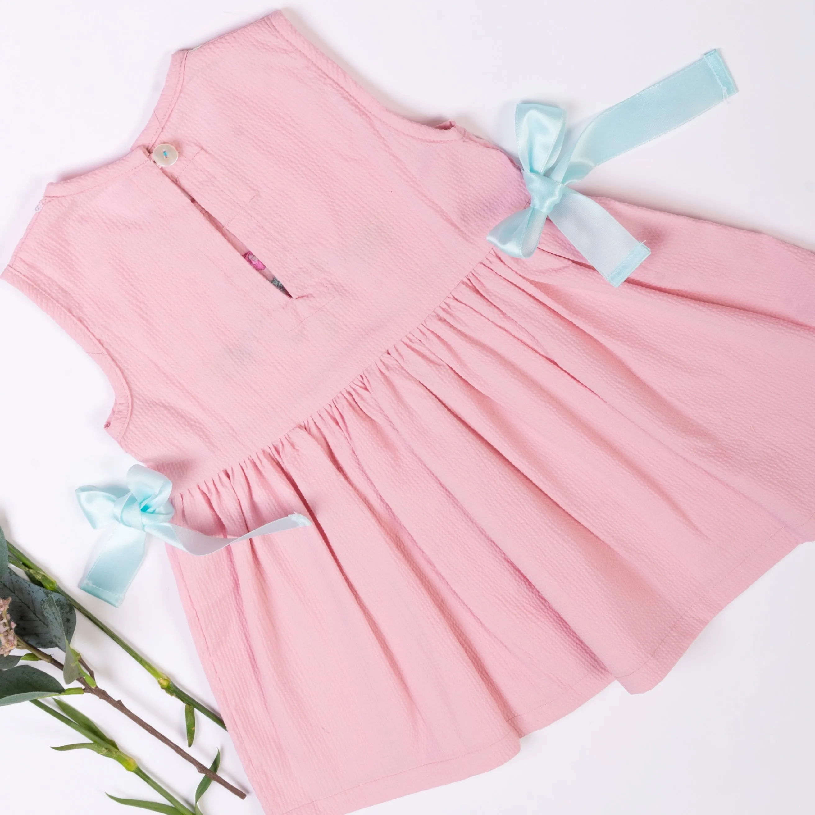 Pink Duck Bow Embroidered Emma Dress