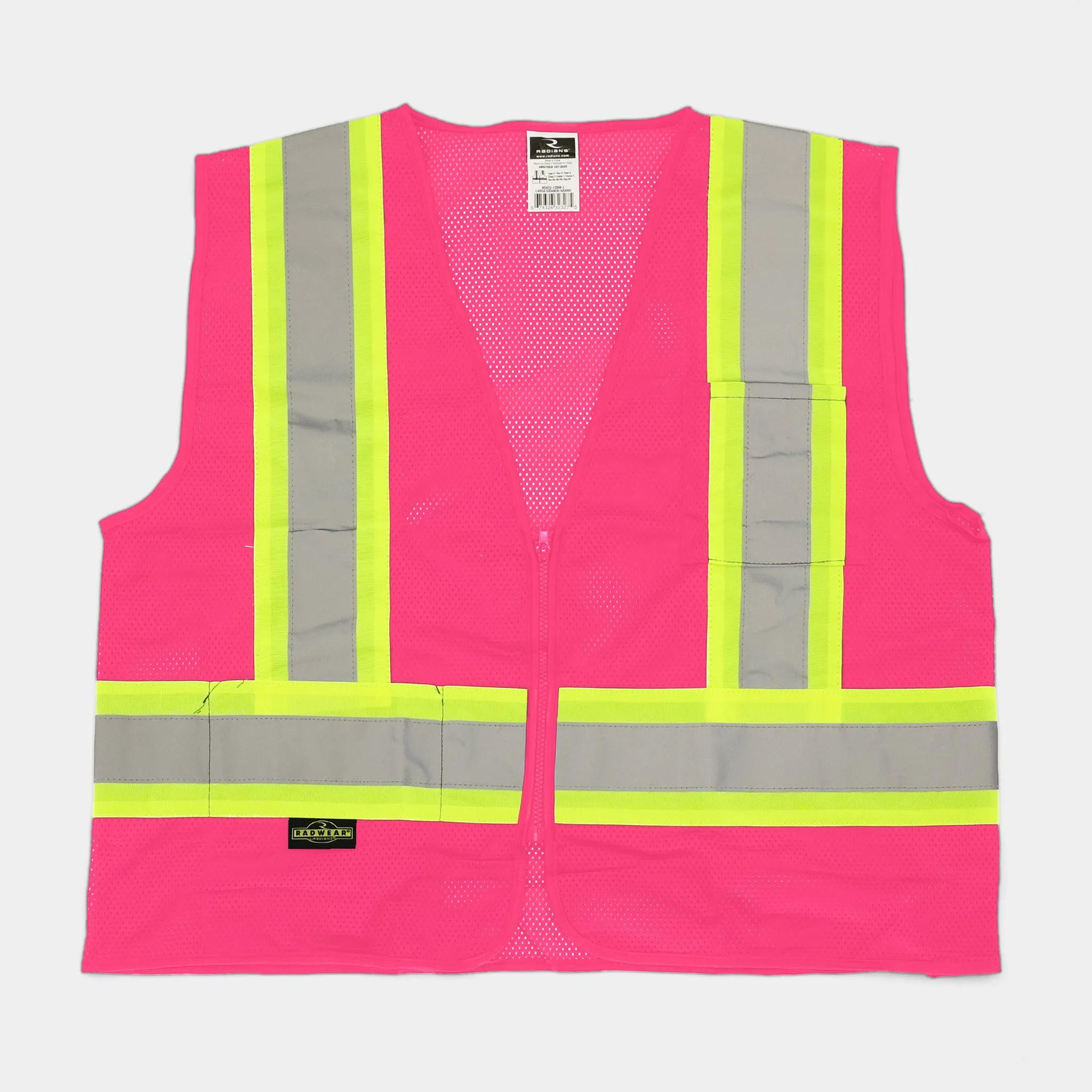 Pink Safety Vest With Zipper (1/ea)