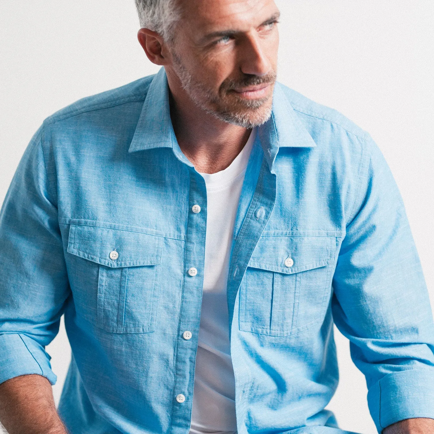 Primer Utility Shirt – Classic Blue Cotton Slub Chambray