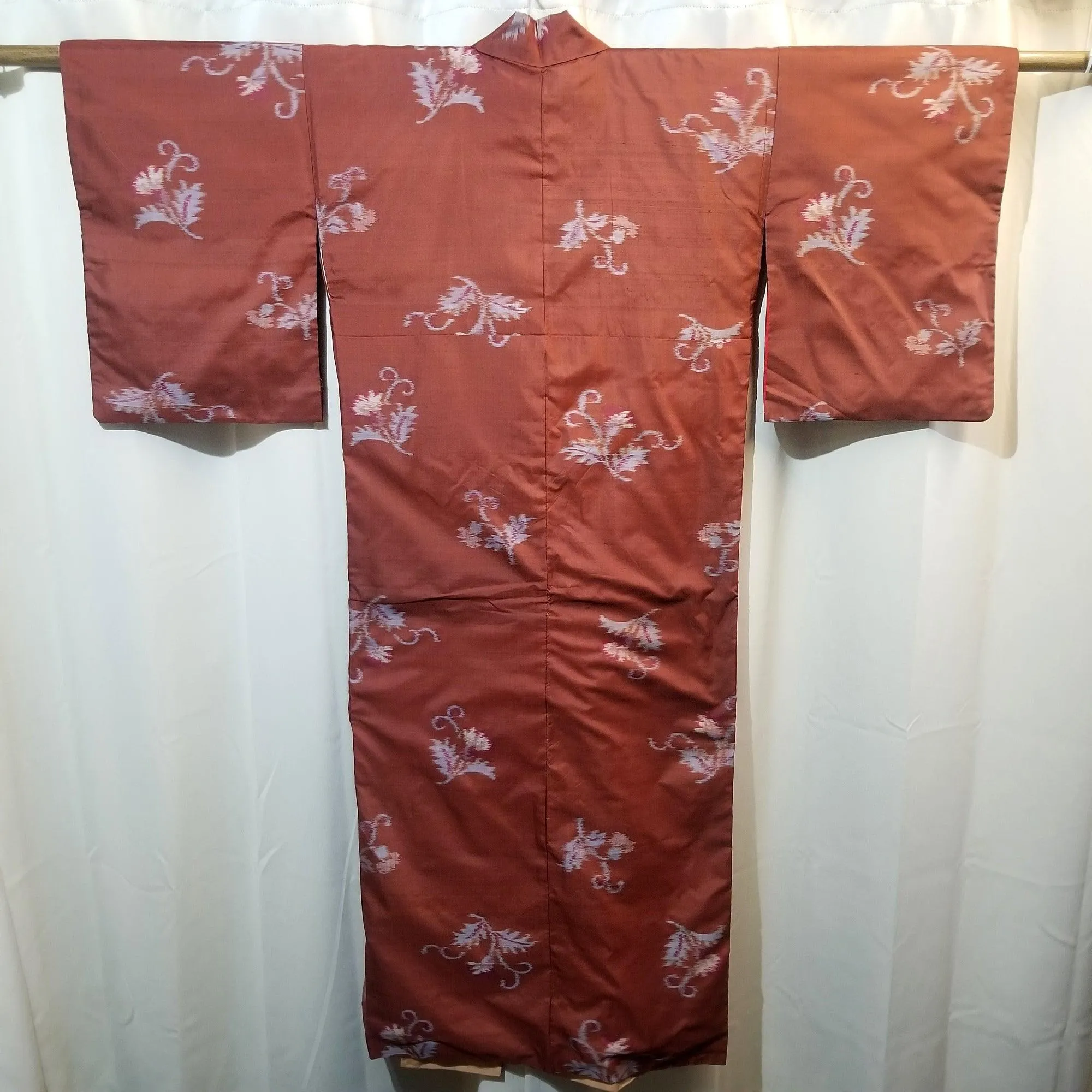 "Feathery Leaves" Vintage Meisen Kimono