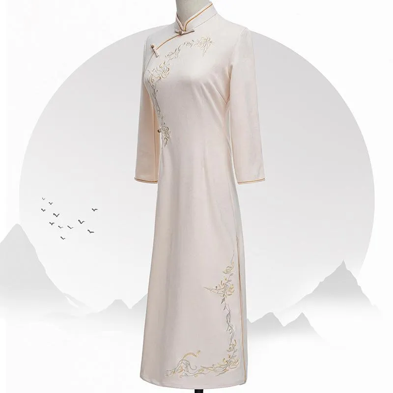 Retro Embroidered Slim Traditional Dress