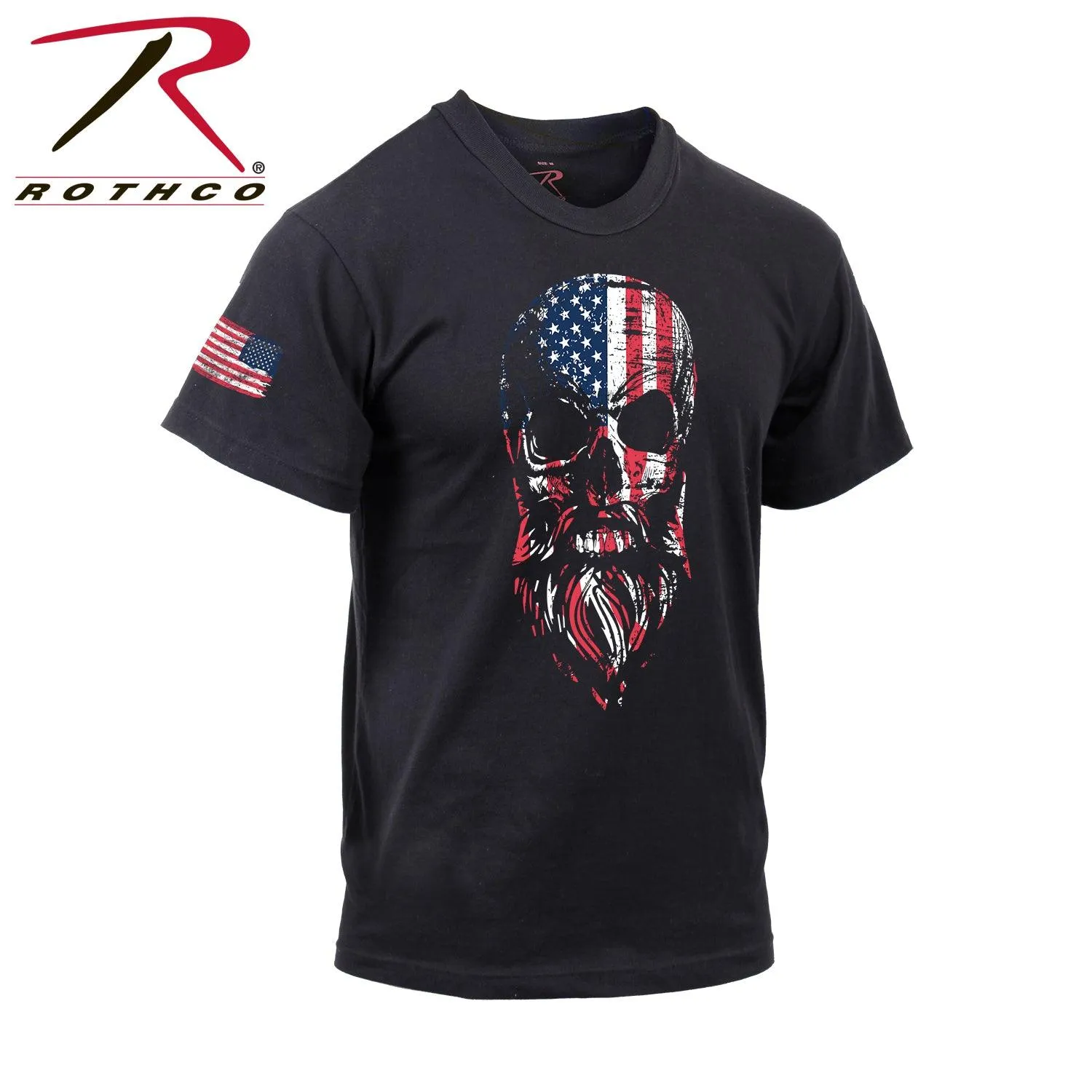 Rothco US Flag Bearded Skull T-Shirt