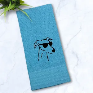 Slick Hound Italian Greyhound IG Whippet Turquoise Kitchen Hand Towel