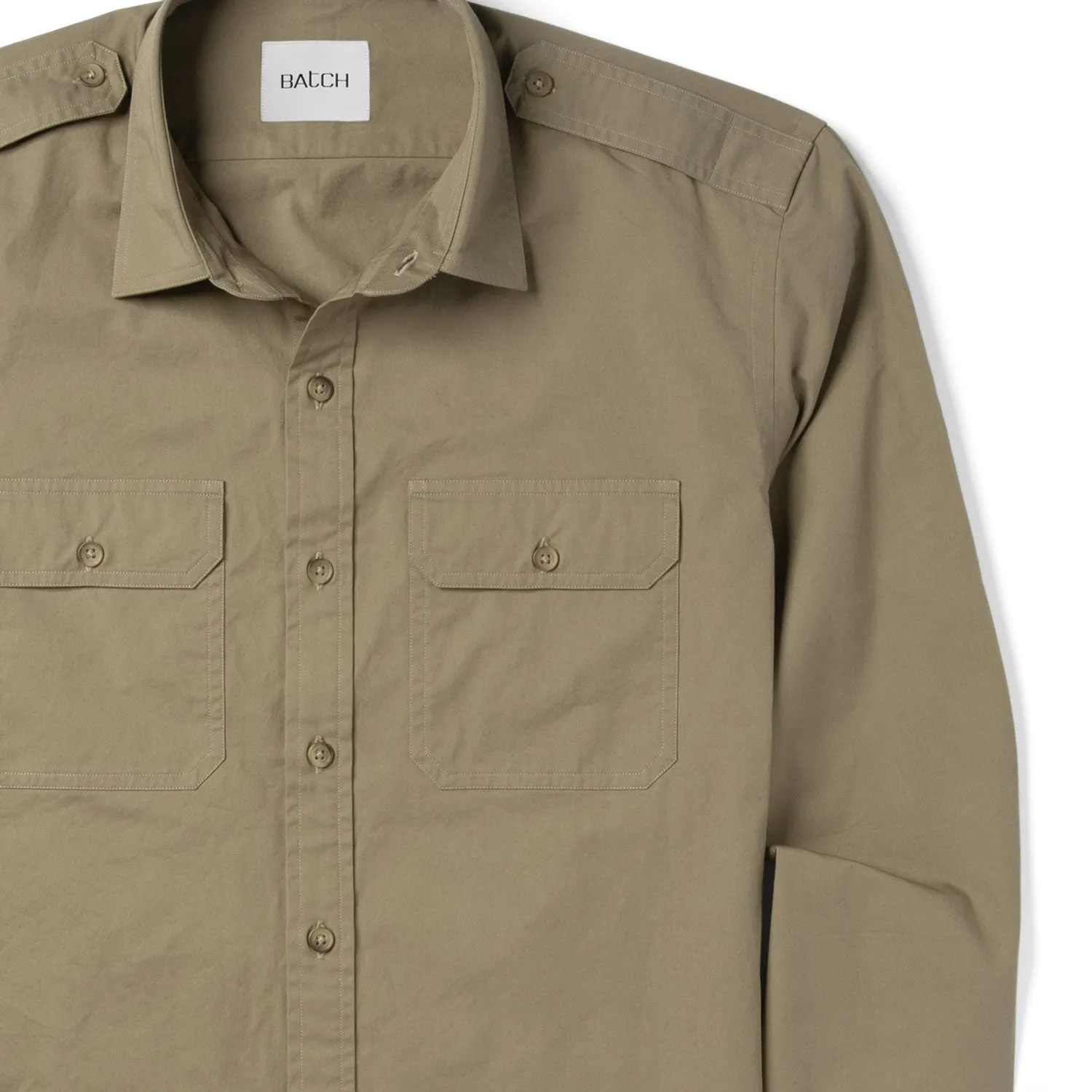 Smith Utility Shirt – Light Fatigue Khaki Cotton Twill