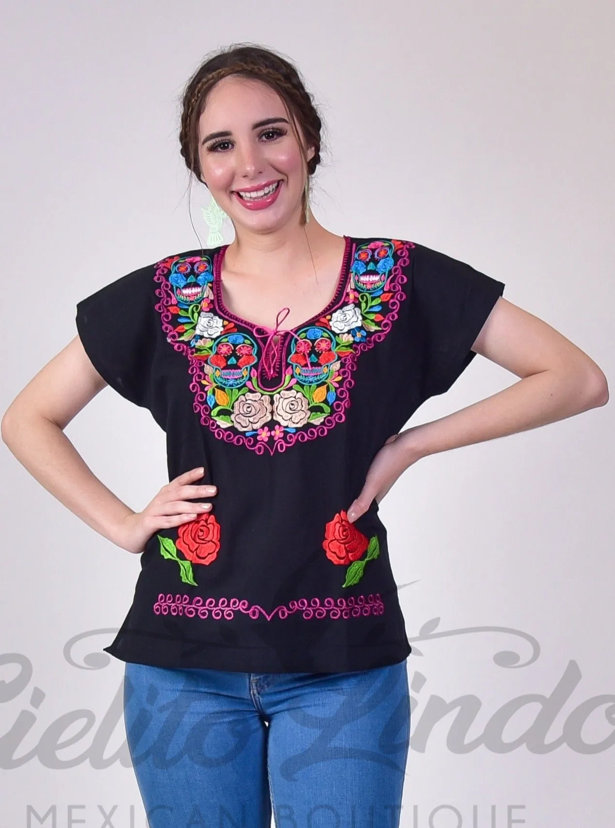 Sugar Skulls Top Black