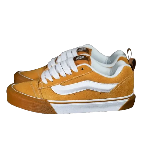 Vans Mens Knu Skool Skate Shoes - Vibrant Honey Yellow with Classic White Accents