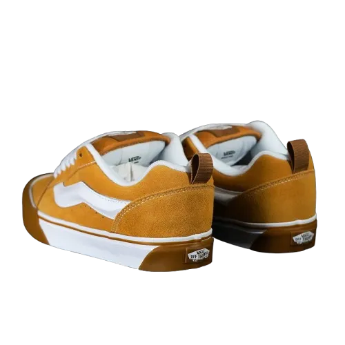 Vans Mens Knu Skool Skate Shoes - Vibrant Honey Yellow with Classic White Accents