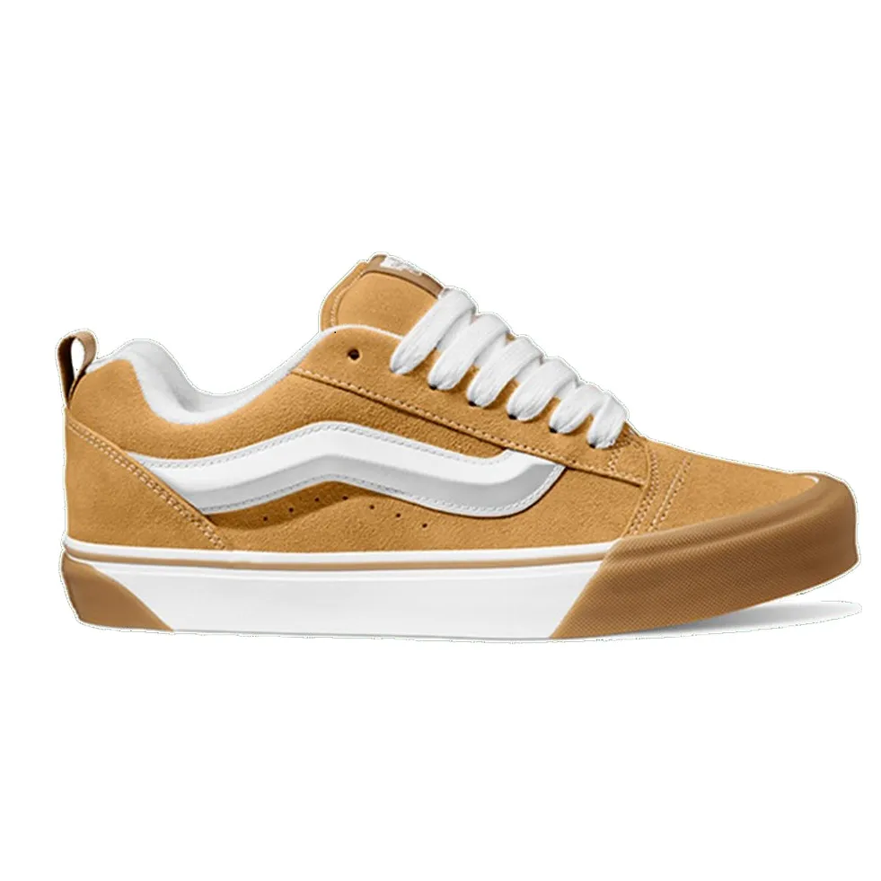 Vans Mens Knu Skool Skate Shoes - Vibrant Honey Yellow with Classic White Accents