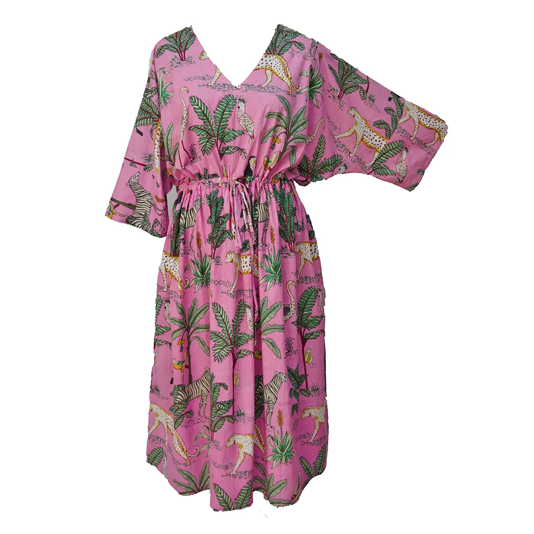 Wild Pink Cotton Maxi Dress UK Size 18-32 M37