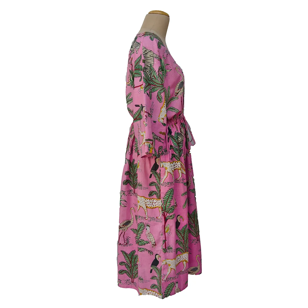 Wild Pink Cotton Maxi Dress UK Size 18-32 M37